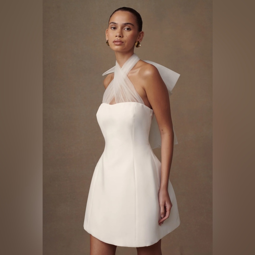 Meshki Maryam Tulle Bow Mini Dress - White